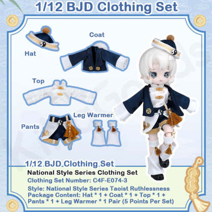 National Style Series Taoist Ruthlessness 1/12 BJD Clothing Set