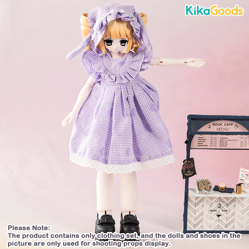 LuckyDoll Lolita Doki Purple Plaid Series 1/6 Points BJD Clothing