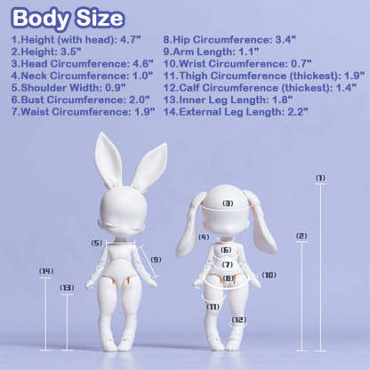 Bonbon Galaxy 1/12 BJD Bunny Body Queena / Philly Full Set Figure