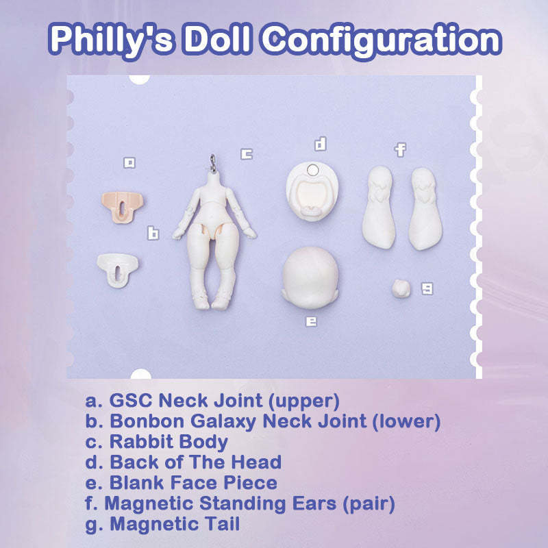 Bonbon Galaxy 1/12 BJD Bunny Body Queena / Philly Full Set Figure