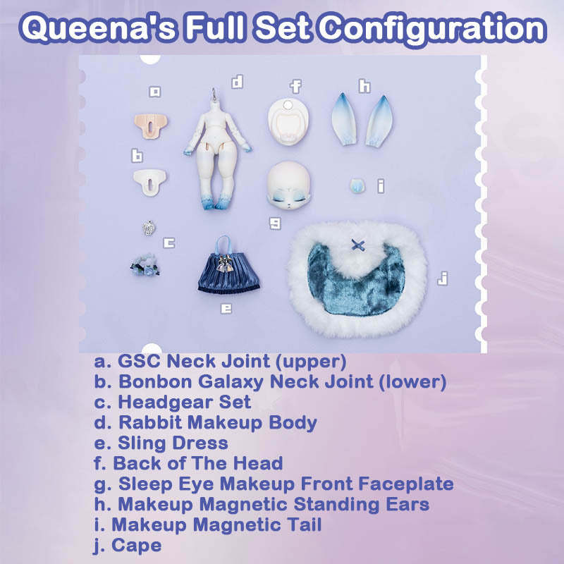 Bonbon Galaxy 1/12 BJD Bunny Body Queena / Philly Full Set Figure