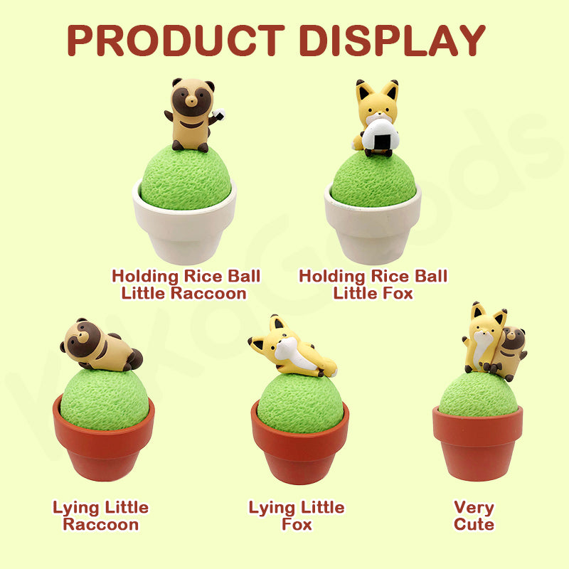 KITAN CLUB Little Fox and Little Raccoon Mini Potted Plant Gacha