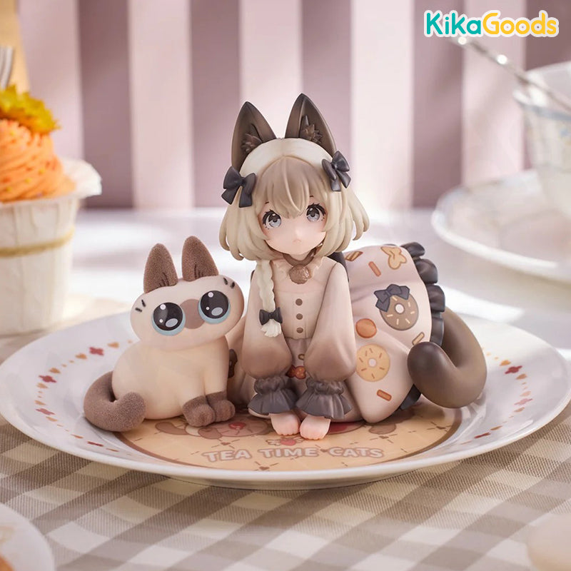 DLC Series Tea Time Cats × Nobeko Azukisan Siamese Cat Figure