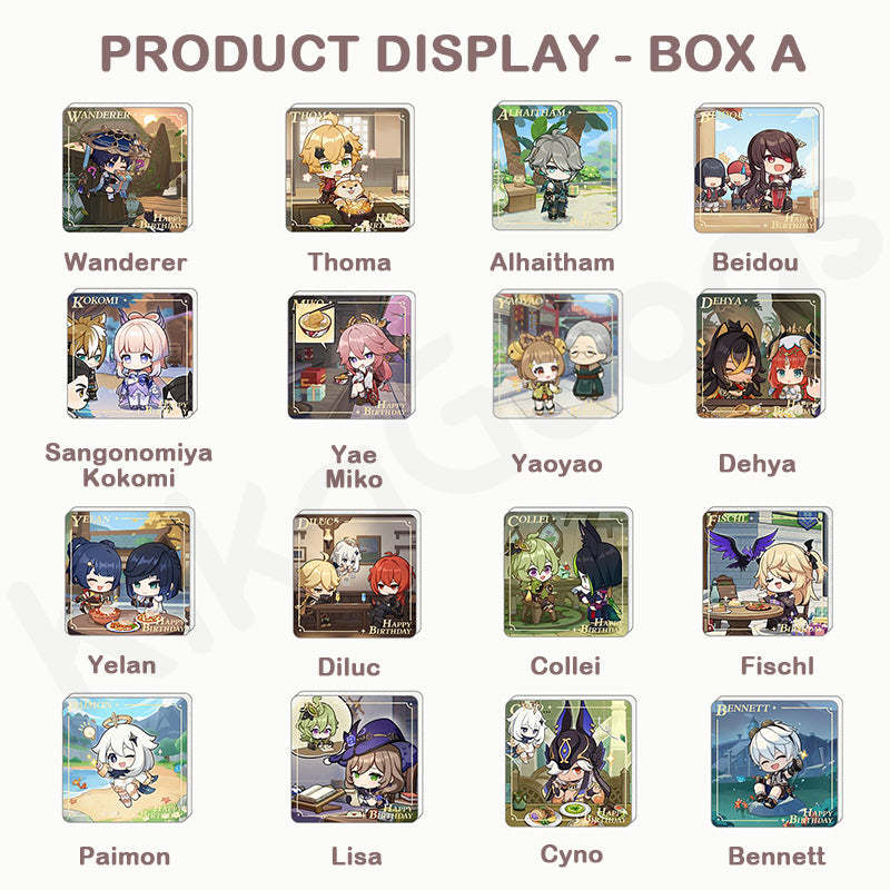 Genshin Impact Happy Birthday Series Acrylic Fridge Magnet - Box A