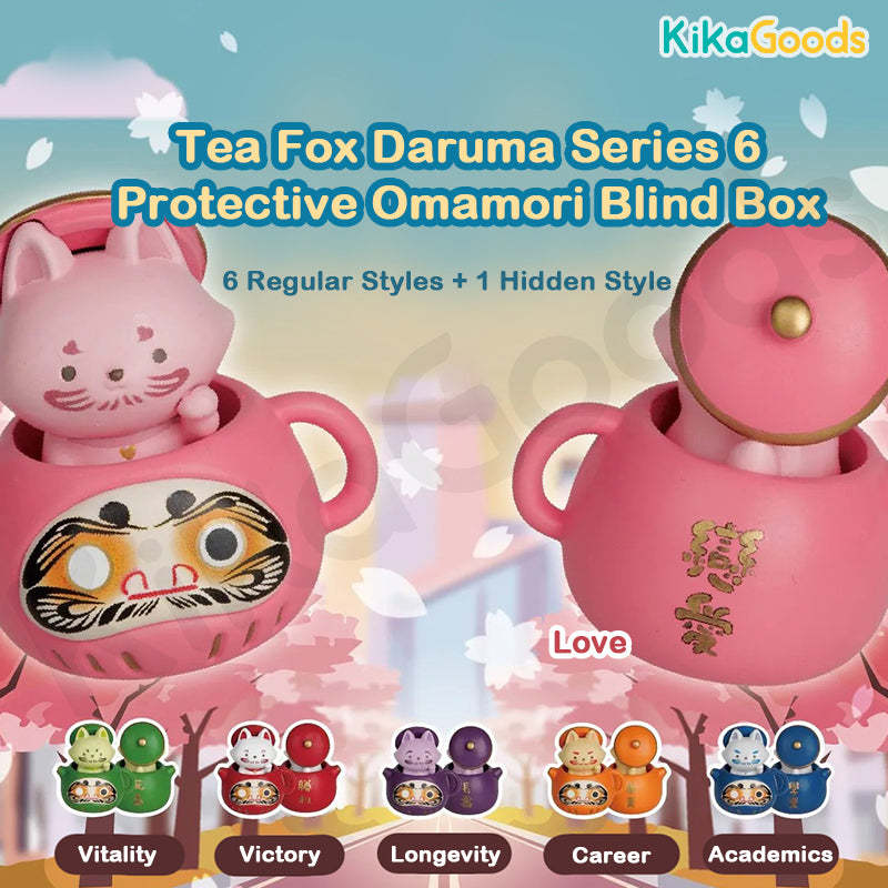 Tea Fox Daruma Series 6 Protective Omamori Blind Box