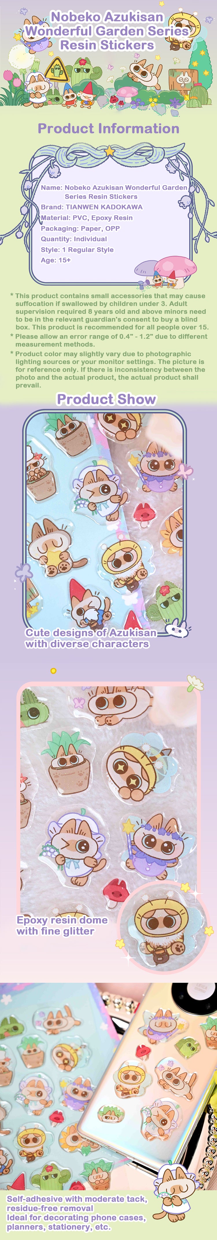 Nobeko Azukisan Wonderful Garden Series Epoxy Stickers – KikaGoods