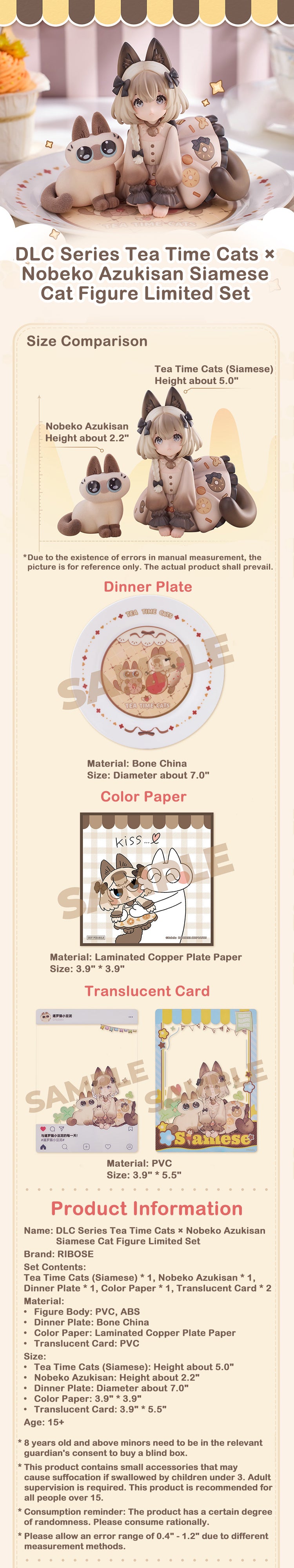 DLC Series Tea Time Cats × Nobeko Azukisan Siamese Cat Figure
