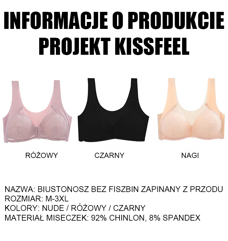 Przedni zapięcie, bezszwowy biustonosz z lodowego jedwabiu