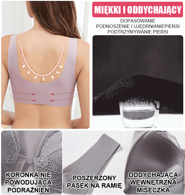 Przedni zapięcie, bezszwowy biustonosz z lodowego jedwabiu