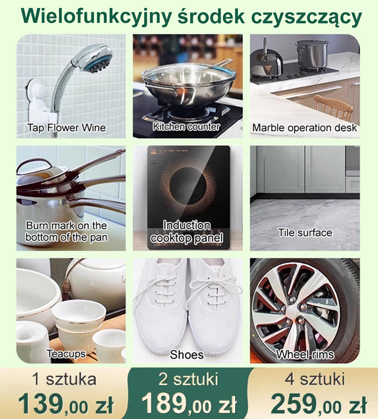 Wielofunkcyjny środek czyszczący, łagodny i niepodrażniający