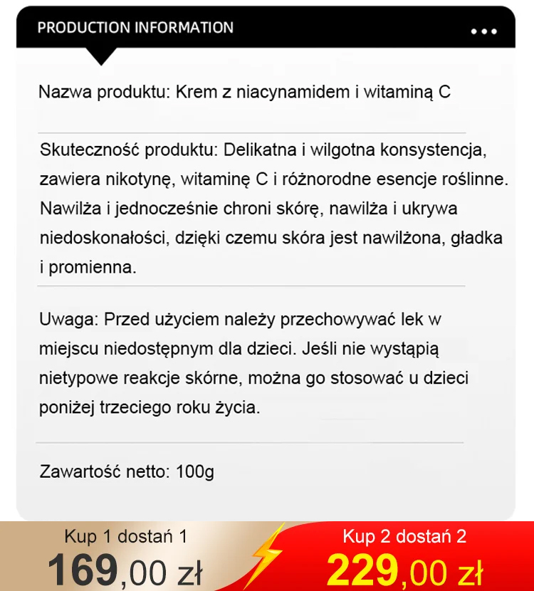 Niacynamid Witamina C Czarna tubka Krem