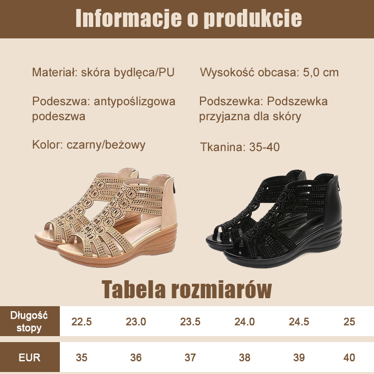 Damskie sandały rzymskie na skośnym obcasie, wysadzane diamentami
