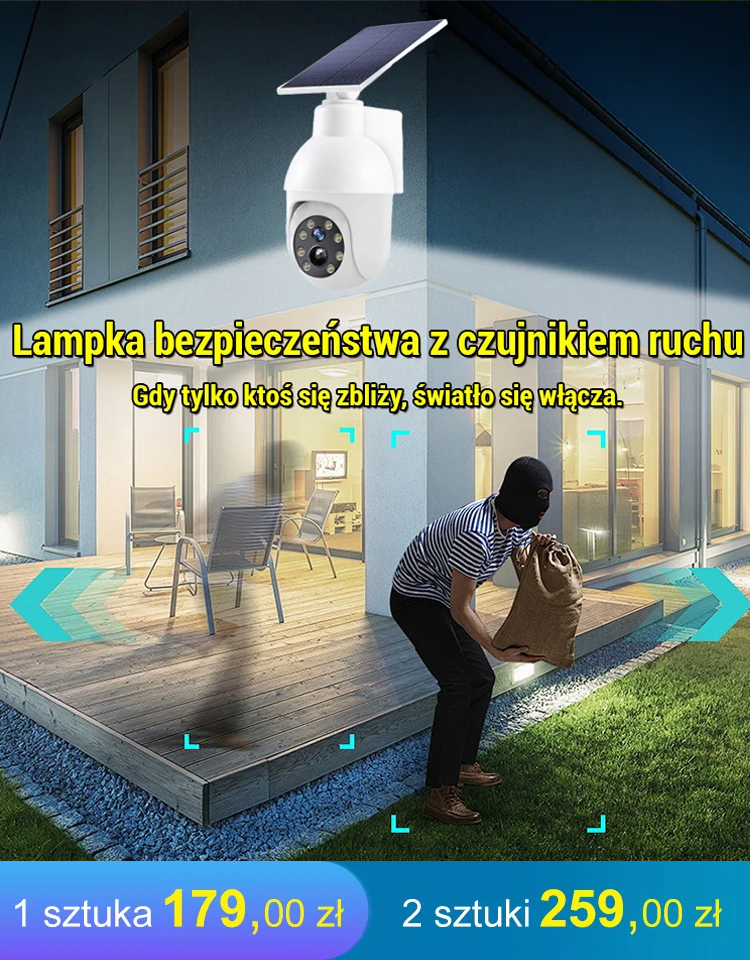 Lampa uliczna z symulowaną kamerą monitoringu