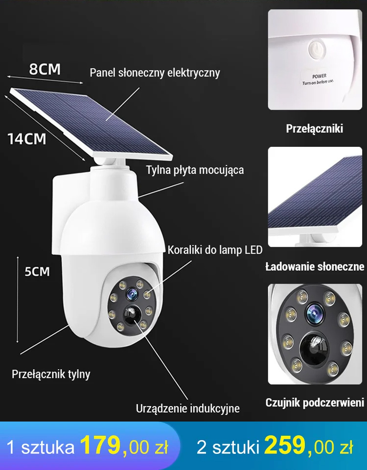 Lampa uliczna z symulowaną kamerą monitoringu