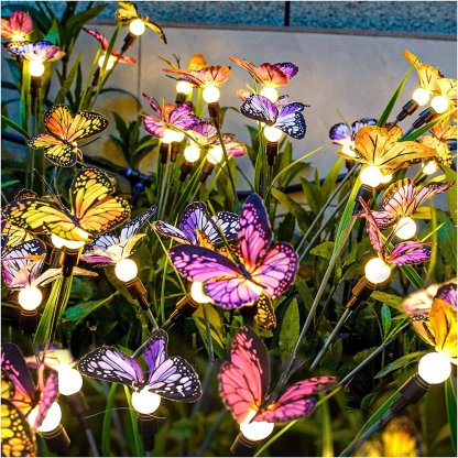 Solar Outdoor Butterfly Glowing Waterproof Lawn Lamp Patio Garden Simulation