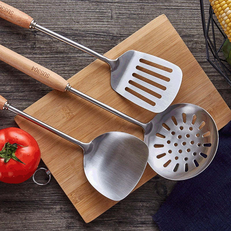 Chinese style wok spatula set stainless steel cooking utensils