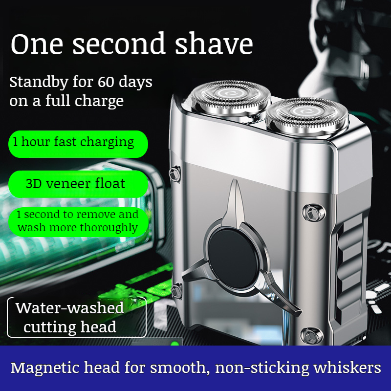 Travel Portable Electric Shaver Compact Dual Head Men's Electric Razor Full Body Washable