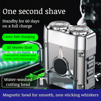 Travel Portable Electric Shaver Compact Dual Head Men's Electric Razor Full Body Washable