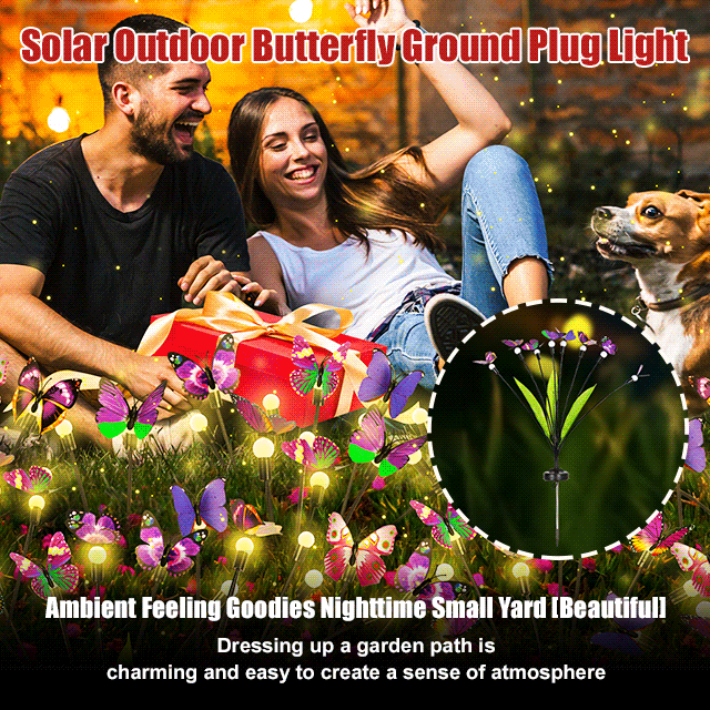Solar Outdoor Butterfly Glowing Waterproof Lawn Lamp Patio Garden Simulation