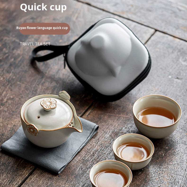 Portable tea set car bag handheld teapot outdoor quick cup travel tea set