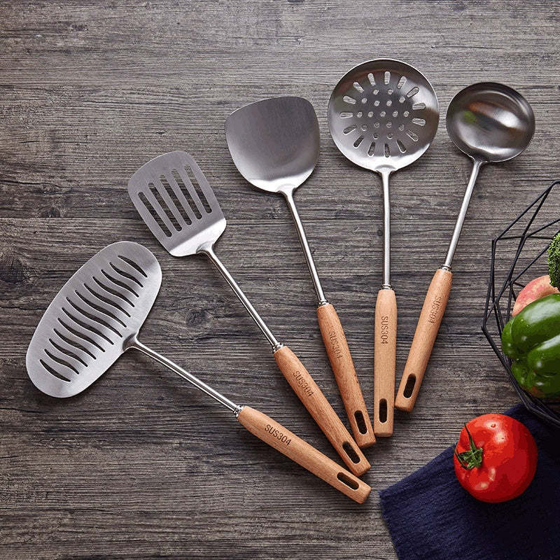 Chinese style wok spatula set stainless steel cooking utensils