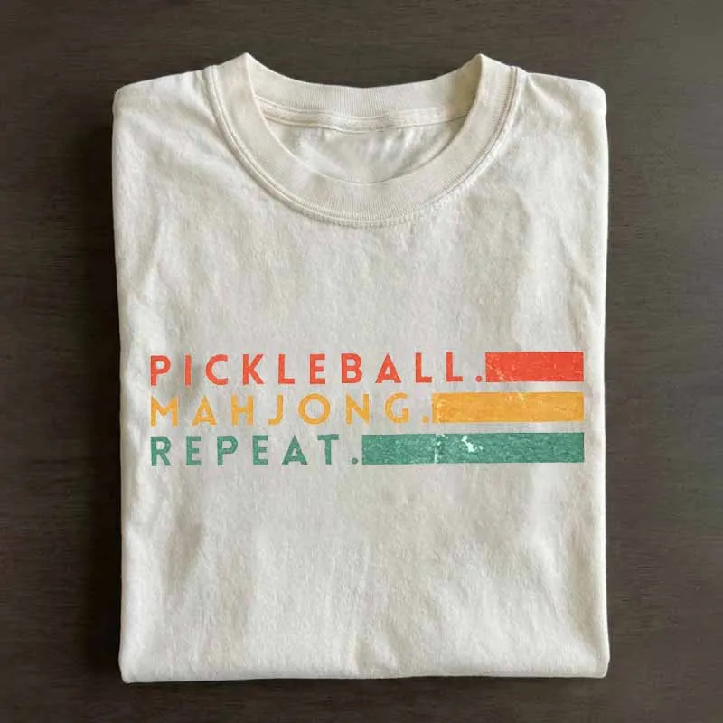 Pickleball Mahjong Repeat Retro Graphic Shirt