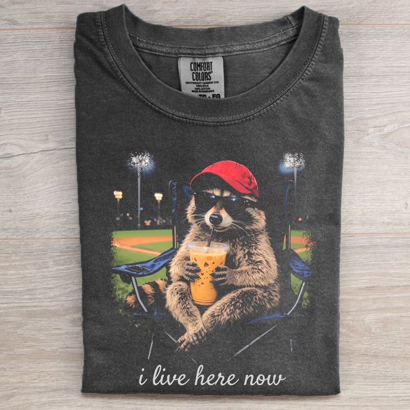 Raccoon I live Here（Baseball field）Now Shirt