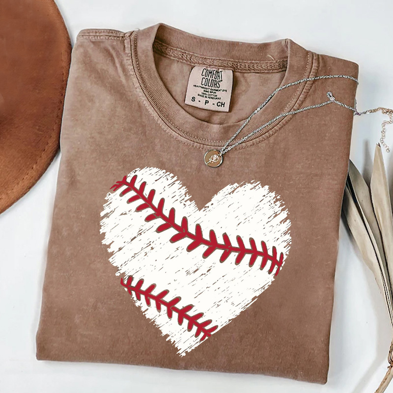 Baseball Distressed Heart Shirt