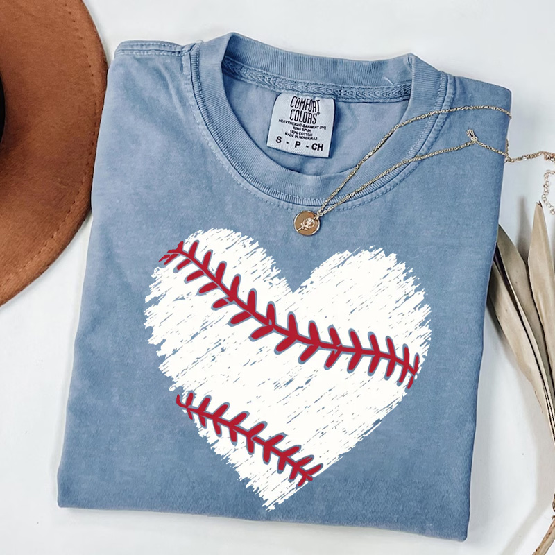 Baseball Distressed Heart Shirt