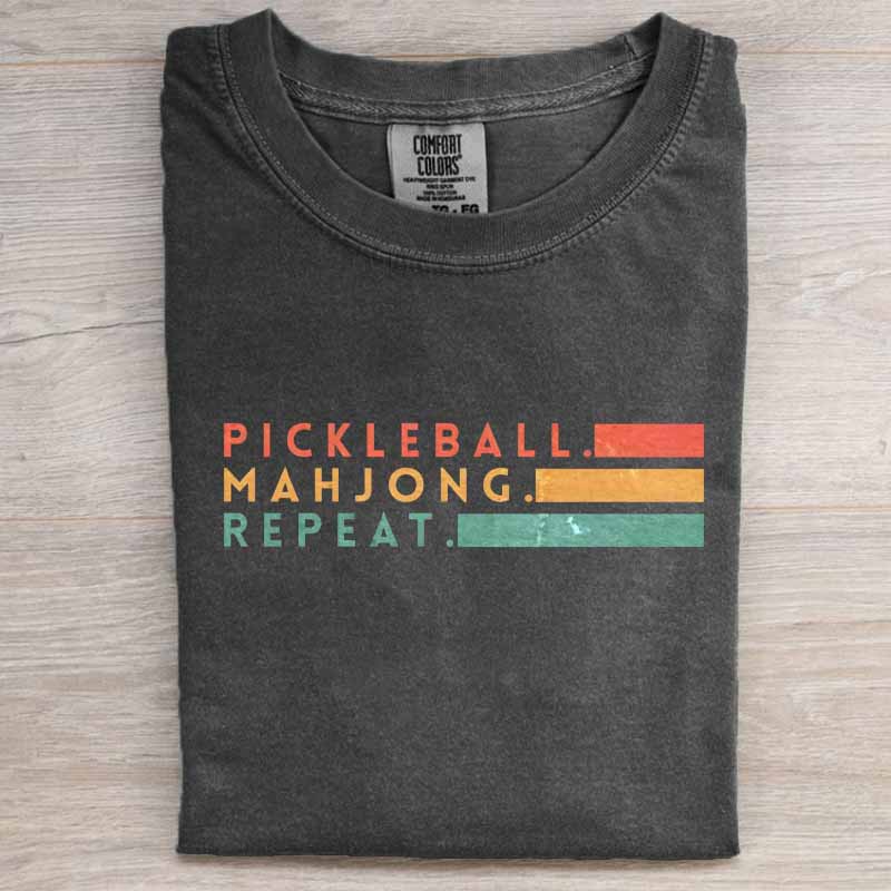 Pickleball Mahjong Repeat Retro Graphic Shirt