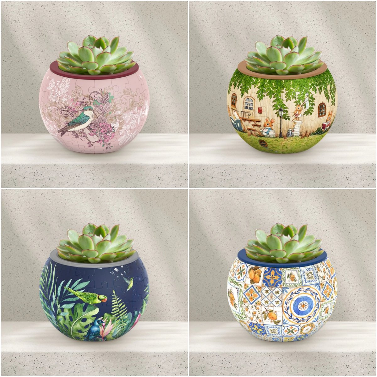🧩Bird and Flower Puzzle Flowerpot