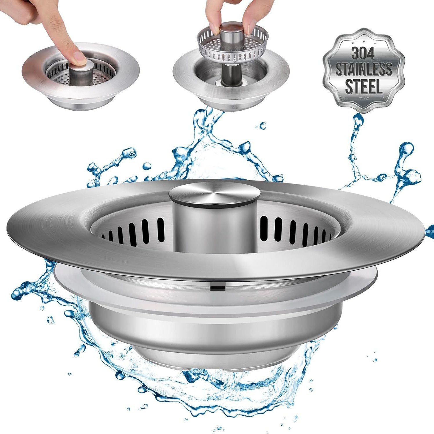 🔥2025 New Upgraded🔥3-in-1 304 Stainless Steel Sink Drain Strainer