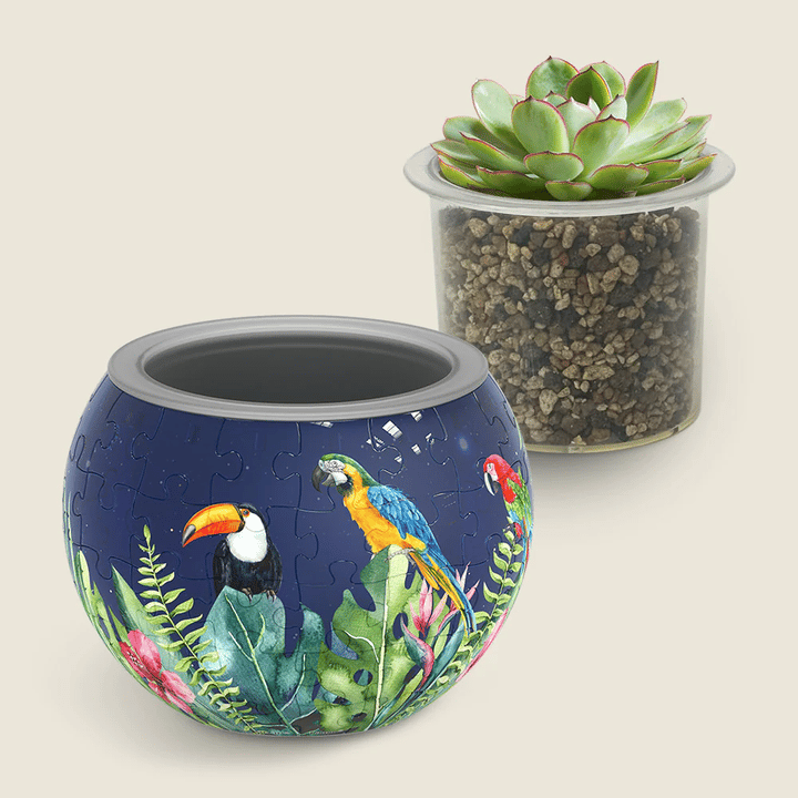 🧩Bird and Flower Puzzle Flowerpot