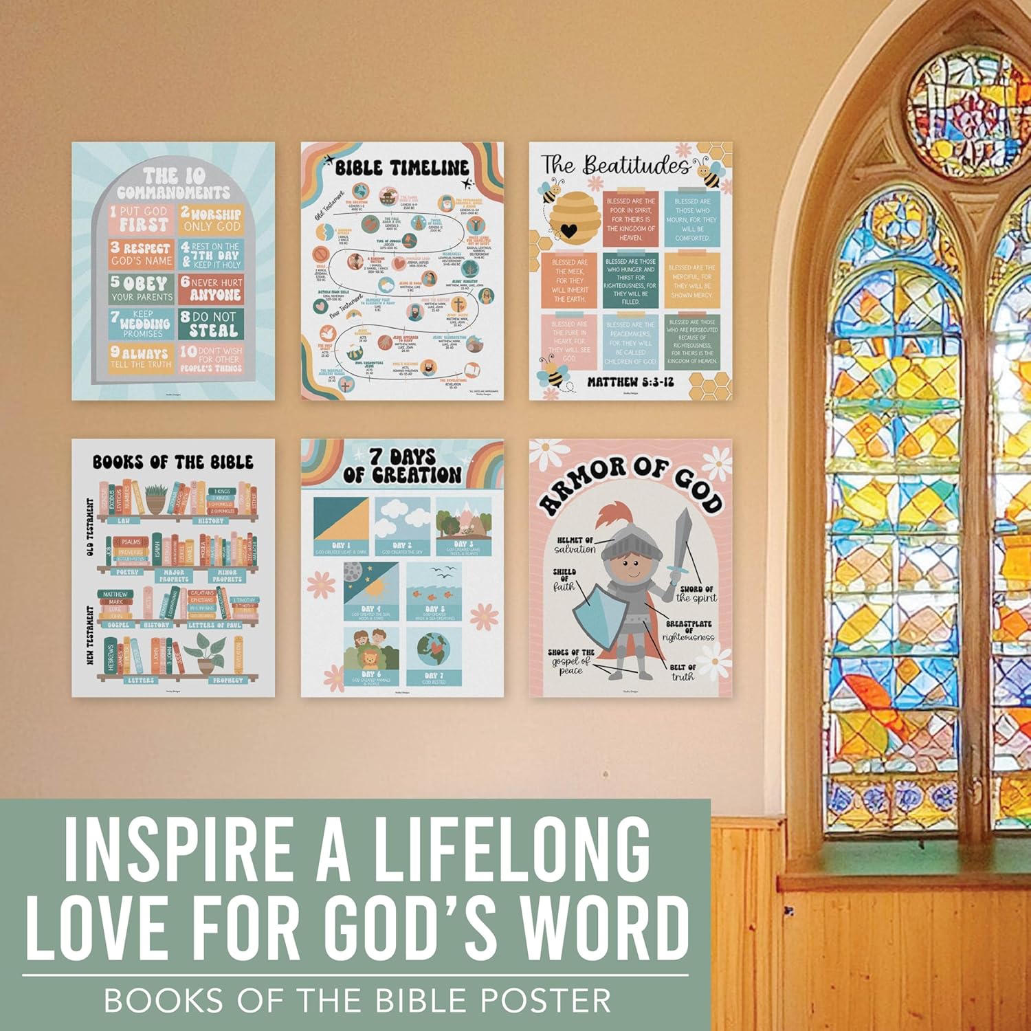CHRISTIAN POSTERS FOR KIDS - 9 POSTERS INCLUDED