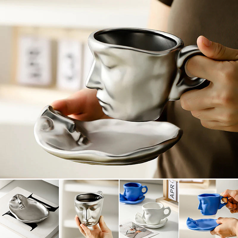 Metal Touching Face Creative Keramisk Kiss-kaffemugg