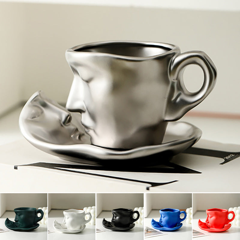 Metal Touching Face Creative Keramisk Kiss-kaffemugg