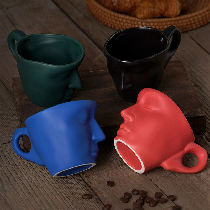 Metal Touching Face Creative Keramisk Kiss-kaffemugg