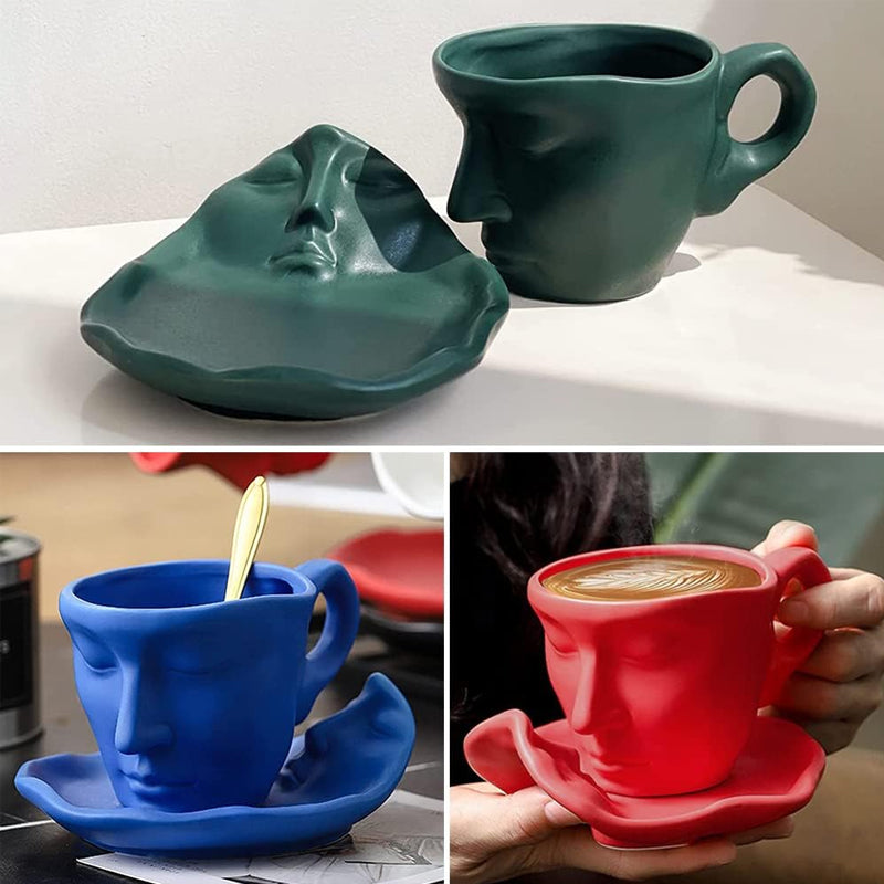 Metal Touching Face Creative Keramisk Kiss-kaffemugg