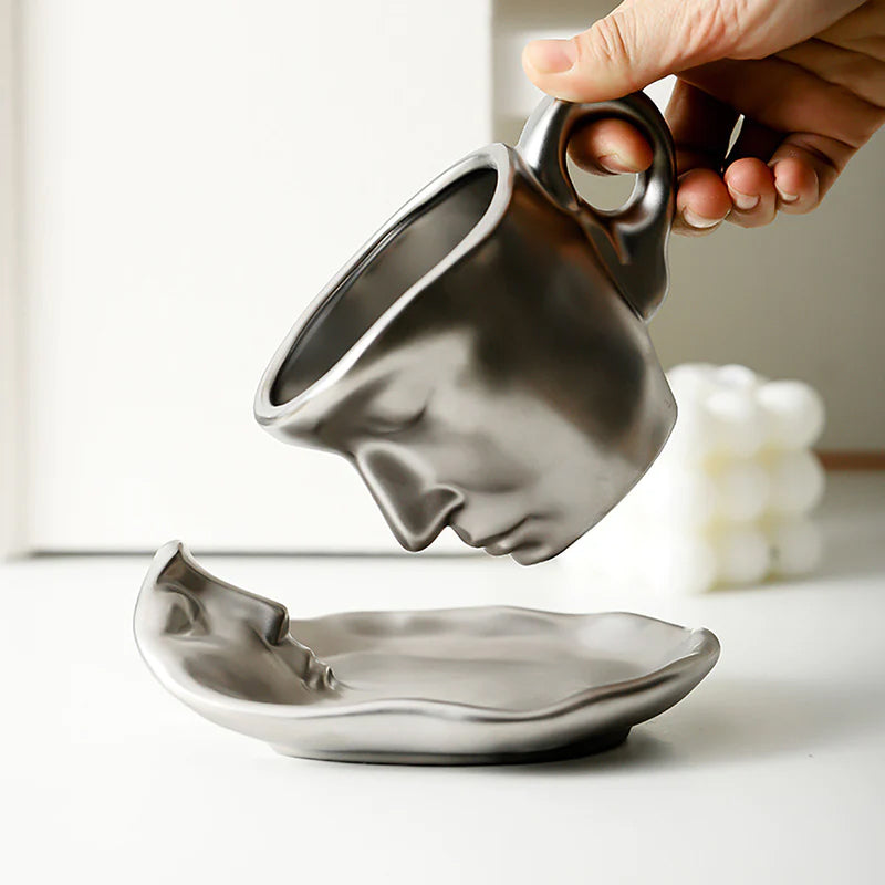 Metal Touching Face Creative Keramisk Kiss-kaffemugg