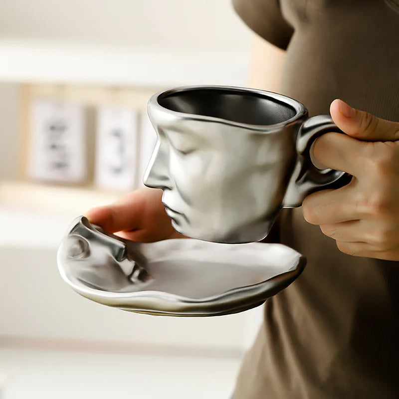 Metal Touching Face Creative Keramisk Kiss-kaffemugg