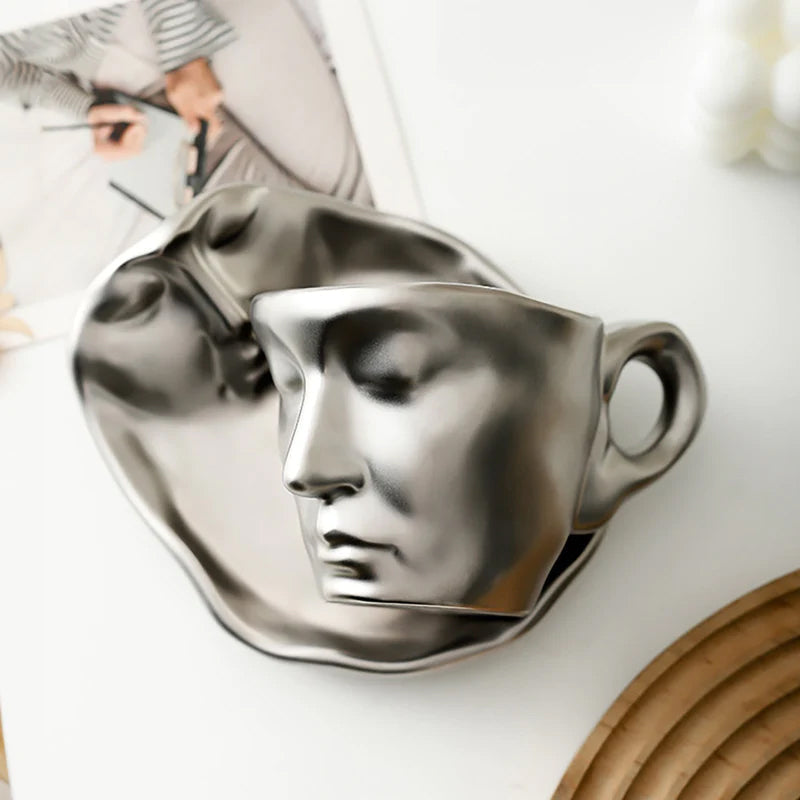 Metal Touching Face Creative Keramisk Kiss-kaffemugg