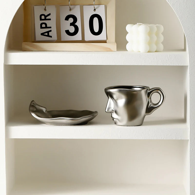 Metal Touching Face Creative Keramisk Kiss-kaffemugg