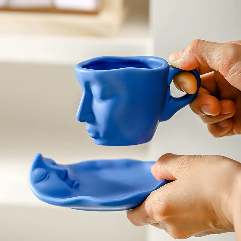 Metal Touching Face Creative Keramisk Kiss-kaffemugg