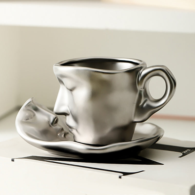Metal Touching Face Creative Keramisk Kiss-kaffemugg