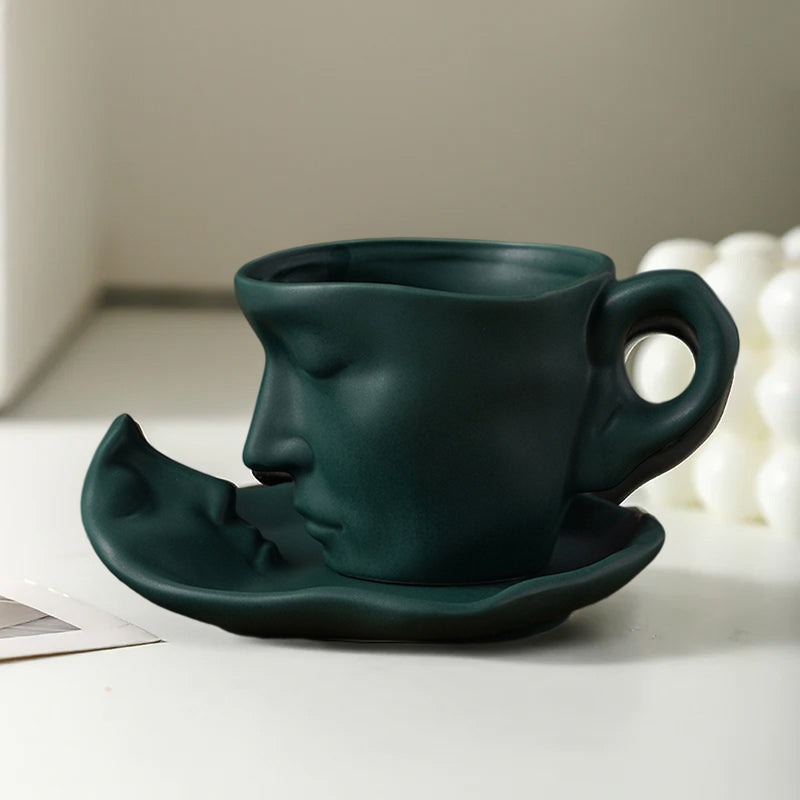 Metal Touching Face Creative Keramisk Kiss-kaffemugg