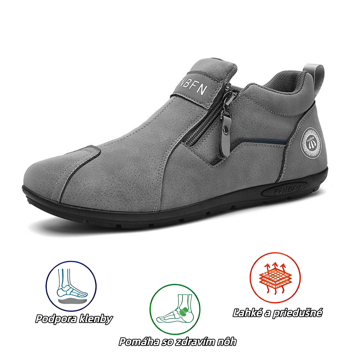 ⏰ Dnes zľava 70 % – Nenechajte si to ujsť! ⬛ – Novo vylepšené ortopedické semišové topánky, mäkké a pohodlné, ľahko sa obúvajú a vyzúvajú, vodeodolné a protišmykové💧  – Zmierňuje bolesť nôh🦶