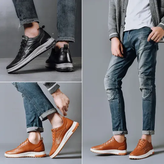 (🔥50% discount on the last day - ending soon) Men's handmade genuine leather orthopedic shoes, comfortable, arch support, helps with correct walking posture