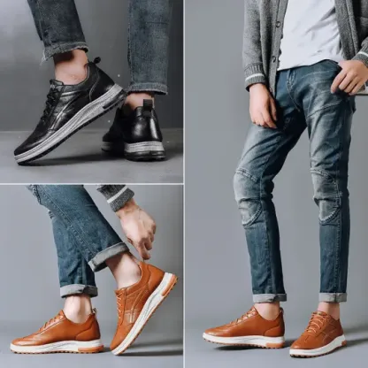 (🔥50% discount on the last day - ending soon) Men's handmade genuine leather orthopedic shoes, comfortable, arch support, helps with correct walking posture