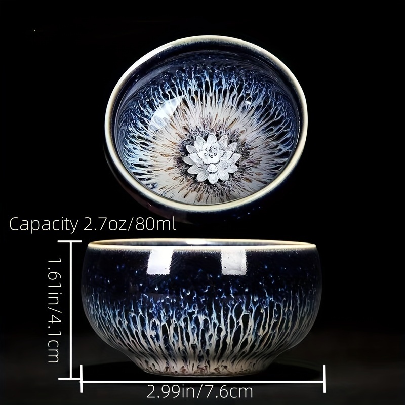 [Jianzhan] ceașcă de ceai chinezească Jianzhan, ceașcă de ceai autentică lucrată manual, porțelan tradițional din cultura chineză, porțelan glazut unic, perfect pentru iubitorii de ceai și colecționari - măiestrie în cuptor, ceramică neagră elegantă, expe