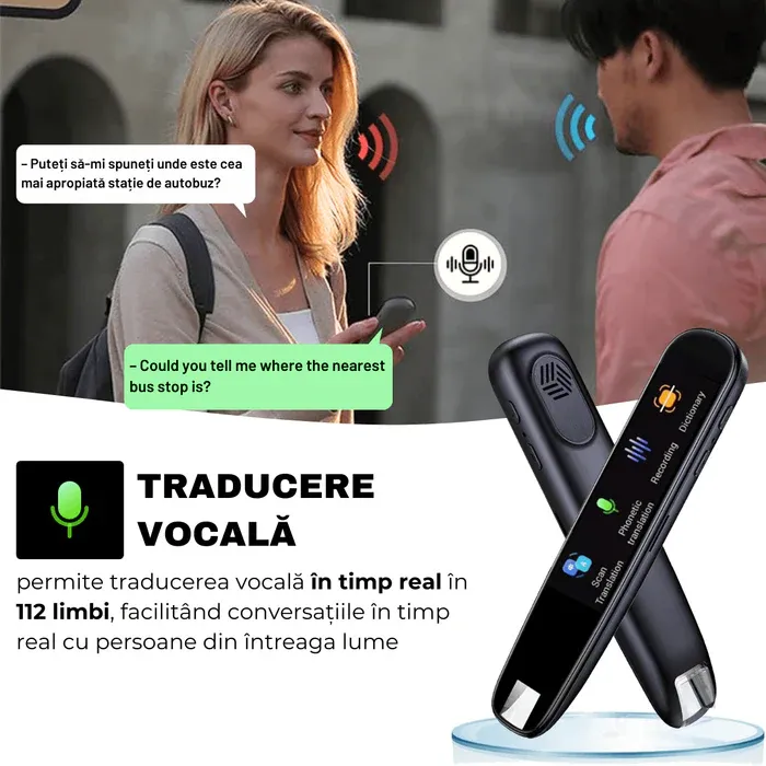 Traducator Inteligent M2 Pro, Traducere vocala, Scanare OCR, Reportofon, Dictionar, Ecran Tactil, 112 Limbi, easyCTRL